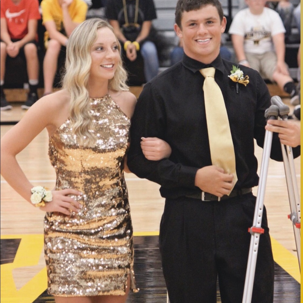 Gold sequin dress